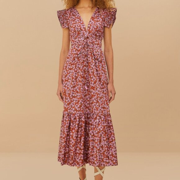 FARM Rio Dresses & Skirts - FARM Rio Brown Tiny Yard Butterfly Midi Dress